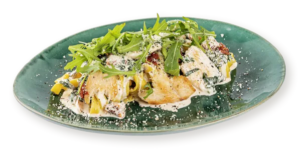 Изображение Паста со сливочным соусом Фетучини с куриным филе шпинатом СП ТАБРИС пл/уп, 310 г