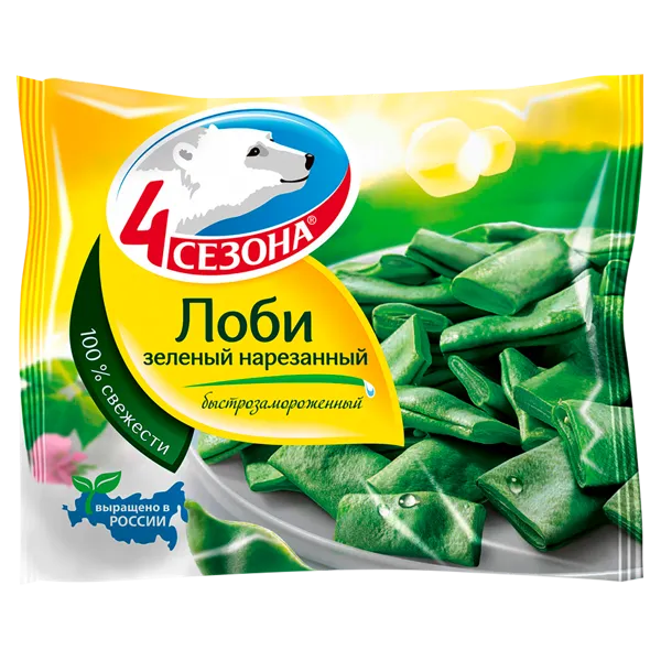 Изображение Овощи замороженные 4 Сезона лоби нарезанный Хладоком Западный м/у, 400 г