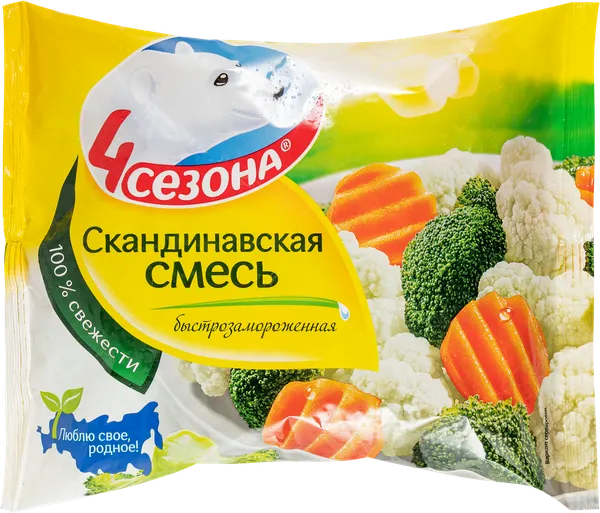 Изображение Овощная смесь замороженная 4 Сезона скандинавская смесь Хладоком Западный м/у, 400 г