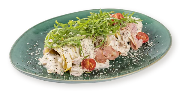 Изображение Паста со сливочным соусом Фетучини с ветчиной грибами СП ТАБРИС пл/уп, 310 г