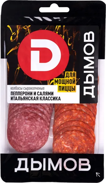 Изображение Колбаса сырокопченая нарезка Дымов пепперони салями итальянс Дымовское КП п/у, 90 г