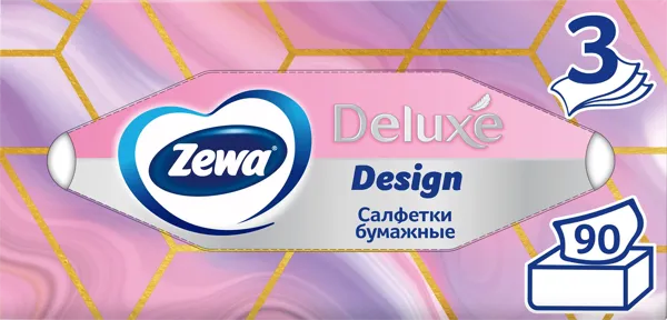 Изображение Салфетки 3х сл Зева делюкс косметические дизайн ЭвоКом к/у, 90 шт