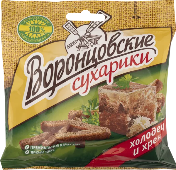 Изображение Сухарики ржано-пшеничные Воронцовские холодец и хрен РусКо м/у, 80 г