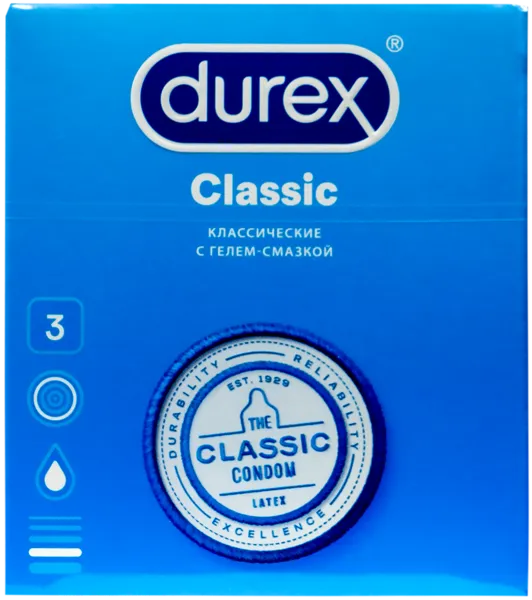 Изображение Презервативы Дюрекс классик Бенкизер к/у, 3 шт