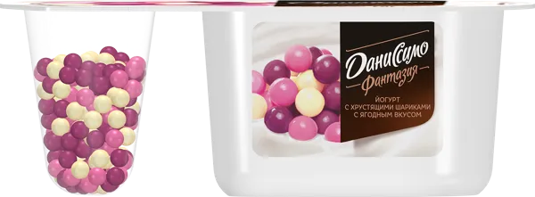 Изображение Йогурт 6,9% с хруст шар Даниссимо ягодный вкус Эйч энд Эн п/б, 105 г