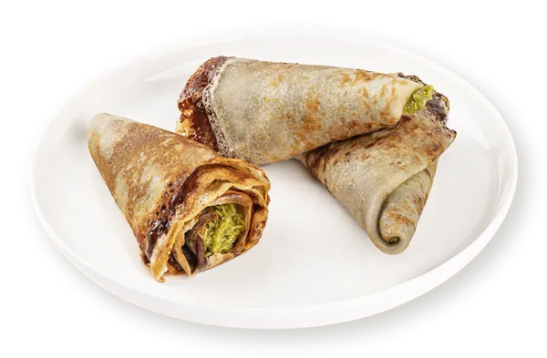 Изображение Блинчики дубайский шоколад на пшеничной муке с фисташковой начинкой СП ТАБРИС вес 