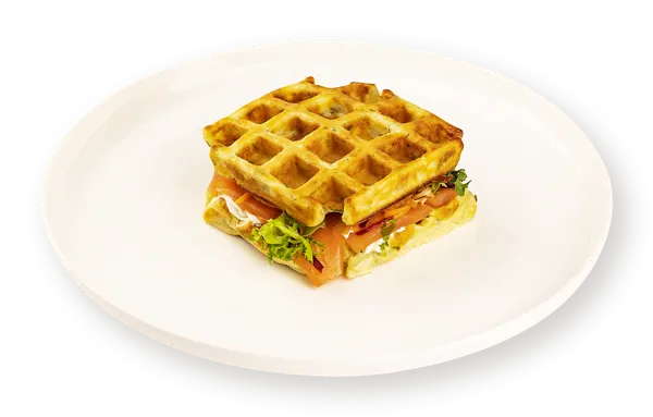 Изображение Вафли с творожным сыром Фирменные с форелью с миксом салатов СП ТАБРИС пл/уп, 150 г