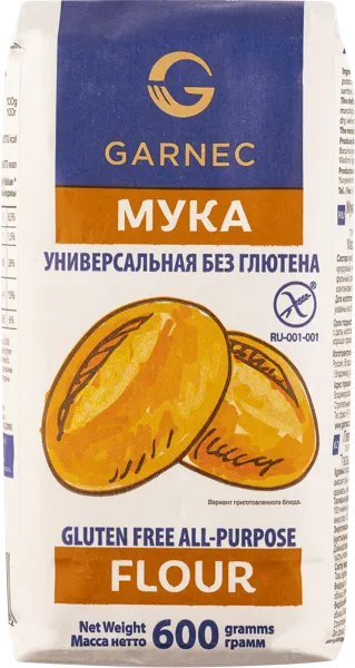 Изображение Смесь для выпечки Гарнец Без глютена универсальная Гарнец м/у, 600 г