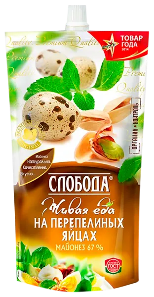 Изображение Майонез 67% Слобода на перепелиных яйцах ЭФКО м/у, 375 г