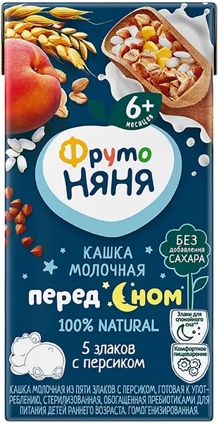Изображение Каша с 6 мес с молоком Фрутоняня злаковая с персиком Прогресс т/п, 200 г