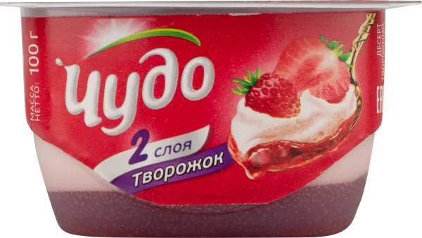 Изображение Творог 4% Чудо клубника-земляника ВБД п/б, 100 г