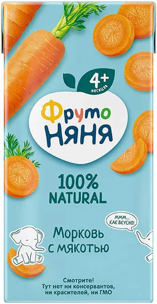 Изображение Нектар с 4 мес с сахаром Фрутоняня морковь с мякотью Прогресс т/п, 200 мл