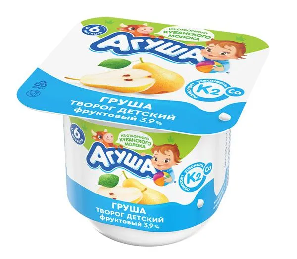 Изображение Творог 3,9% с 6 месяцев Агуша груша ВБД п/б, 100 г