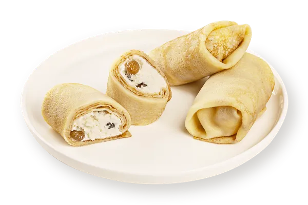 Изображение Блинчики с творогом и изюмом на пшеничной муке СП ТАБРИС вес 