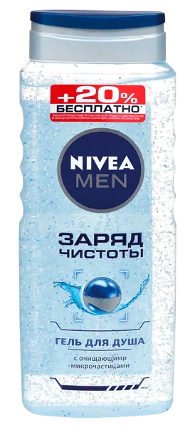 Изображение Гель для душа мужской Нивея заряд чистоты Байерсдорф п/у, 500 мл