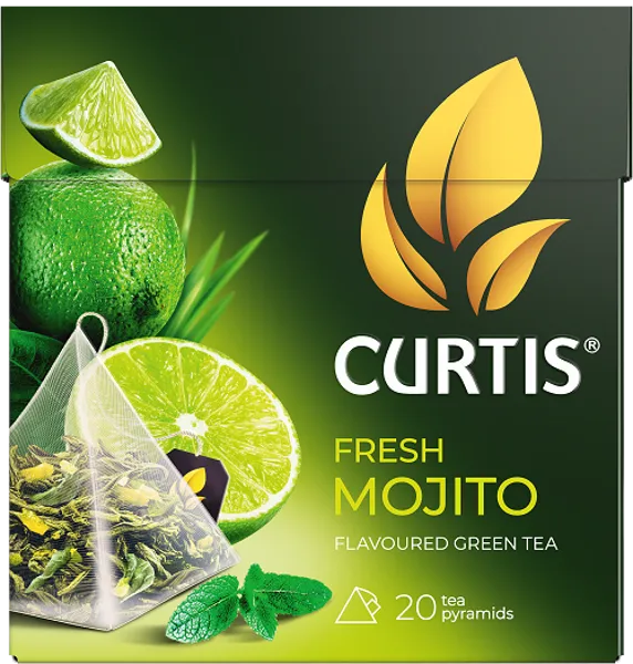 Изображение Чай зеленый в пирамидках Кертис фреш мохито Компания Май кор, 20*1,7 г