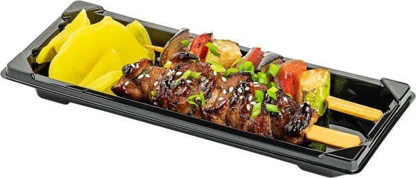 Изображение Курица на шпажке на теппане Окорочок с овощами шашлычки с соусом якитори СП ТАБРИС пл/уп, 140 г