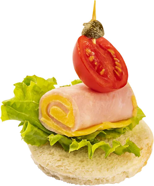 Изображение :Закуска с сыром томатами черри Канапе с каперсами С рулетиком из ветчины СП ТАБРИС пл/уп, 40 г