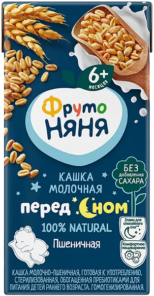 Изображение Каша с 6 мес с молоком Фрутоняня пшеничная с пребиотиками Прогресс т/п, 200 г
