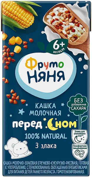 Изображение Каша с 6 мес с молоком Фрутоняня злаковая кукур рис гречка Прогресс т/п, 200 г