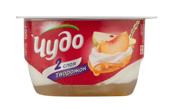 Изображение Творог 4,2% Чудо персик груша ВБД п/б, 100 г