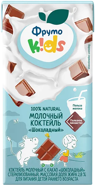 Изображение Коктейль 2,8% молочный Фрутокидс шоколадный Прогресс т/п, 200 мл