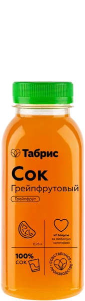Изображение Сок Свежеотжатый Грейпфрутовый СП ТАБРИС пл/бут, 250 мл