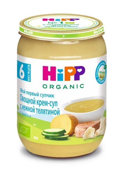 Изображение Крем-суп с 6 мес Хипп Био нежная телятина с овощами Хипп с/б, 190 г