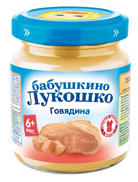 Изображение Пюре мясное с 6 мес Бабушкино Лукошко говядина Фаустово ЗДП с/б, 100 г