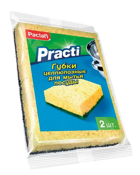 Изображение Губка для посуды Паклан практи целлюлоза+абразив СеДо сп м/у, 2 шт