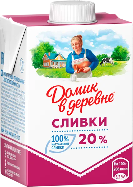 Изображение Сливки 20% Домик в деревне ВБД т/п, 200 мл