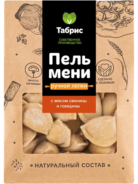 Изображение Пельмени замороженные Ручной лепки с мясом свинины и говядины СП ТАБРИС м/у, 1000 г
