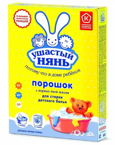 Изображение Стиральный порошок детский Ушастый нянь 0+ Невская Косметика к/у, 400 г