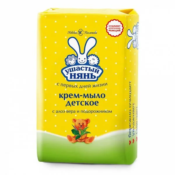 Изображение Мыло-крем туалетное детское Ушастый нянь алоэ вера подорожник Невская Косметика м/у, 90 г