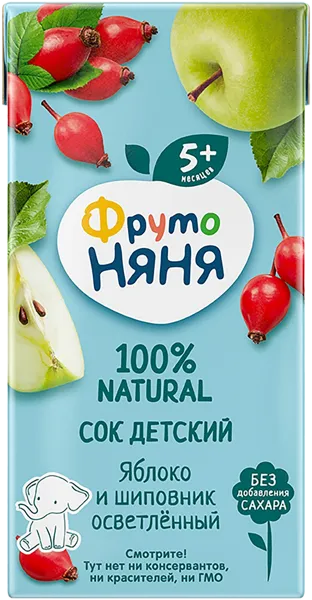 Изображение Сок с 5 мес осветленный Фрутоняня яблоко шиповник Прогресс т/п, 200 мл