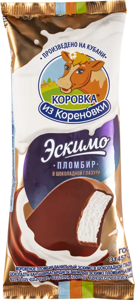 Изображение Мороженое пломбир эскимо Коровка из Кореновки в шоколаде Кореновский МКК м/у, 70 г