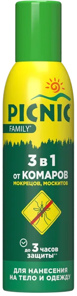 Изображение Аэрозоль от комаров Пикник фемели экстракт алоэ Арнест ж/б, 150 мл