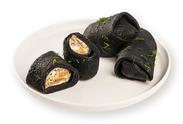 Изображение Блинчики с форелью на пшеничной муке черные СП ТАБРИС вес 