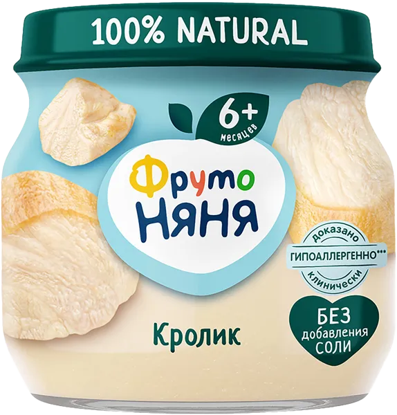 Изображение Пюре мясное с 6 мес Фрутоняня кролик Прогресс с/б, 80 г