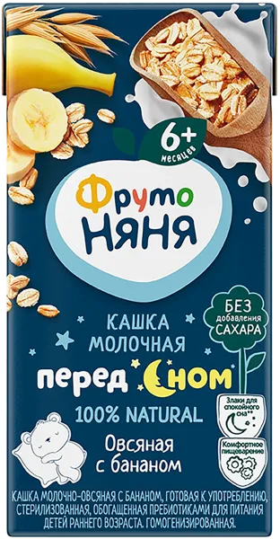 Изображение Каша с 6 мес с молоком Фрутоняня овсяная с бананом Прогресс т/п, 200 г