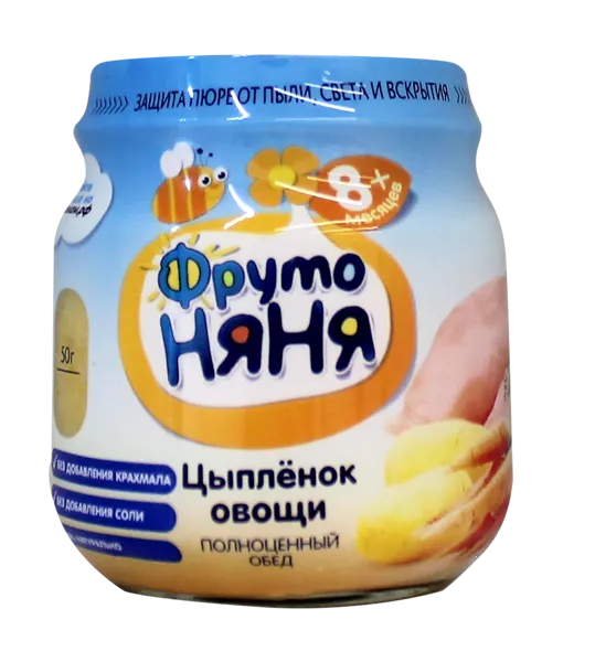 Изображение Пюре мясное с 8 мес Фрутоняня цыпленок рис морковь Прогресс с/б, 100 г