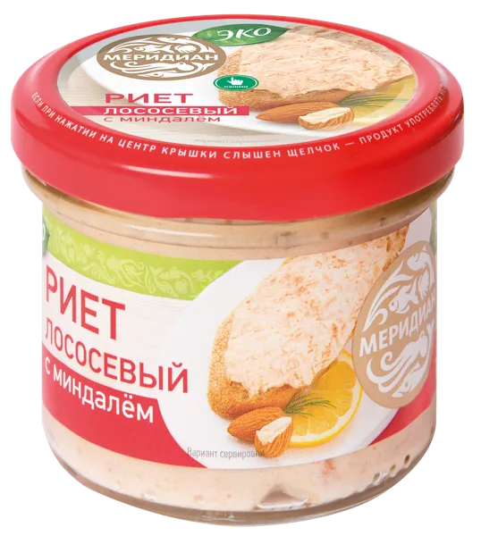 Изображение Риет из лосося Меридиан с миндалем Меридиан ПКП с/б, 100 г