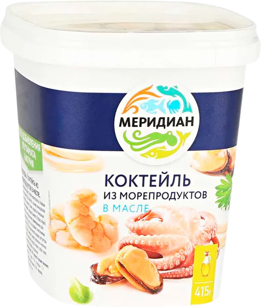 Изображение Пресервы в масле Меридиан морской коктейль Меридиан ПКП п/б, 415 г