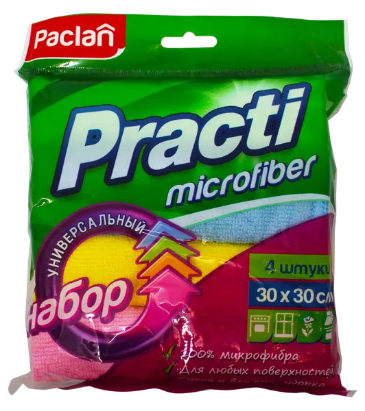 Изображение Салфетка 30*30см для уборки Паклан практи микрофибра СеДо сп м/у, 4 шт