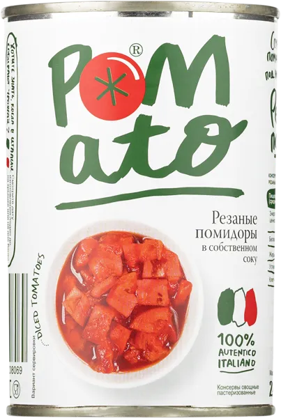 Изображение Томаты резаные Помато в томатном соке Ла Дория ж/б, 400 г