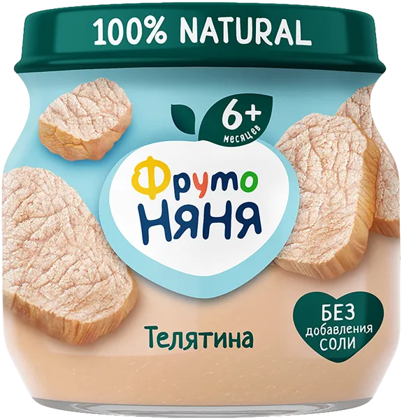 Изображение Пюре мясное с 6 мес Фрутоняня телятина Прогресс с/б, 80 г