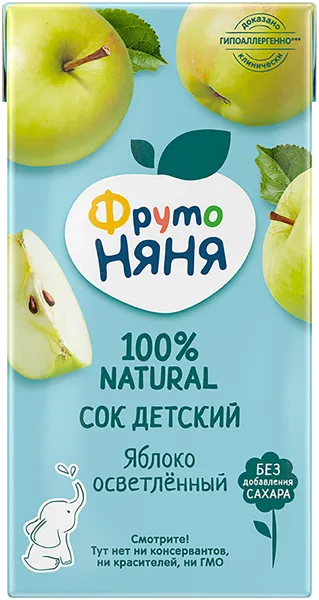 Изображение Сок с 3 лет без сахара Фрутоняня яблоко Прогресс т/п, 500 мл