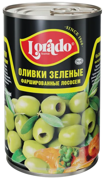 Изображение Оливки с лососем Лорадо Меркур Гамбург ж/б, 314 г