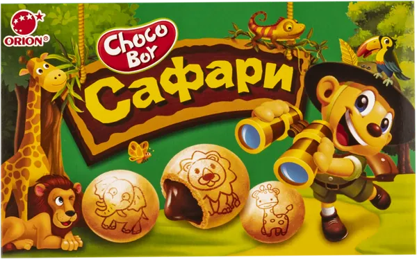 Изображение Печенье с глазурью Чоко бой cафари шоколад Орион кор, 42 г