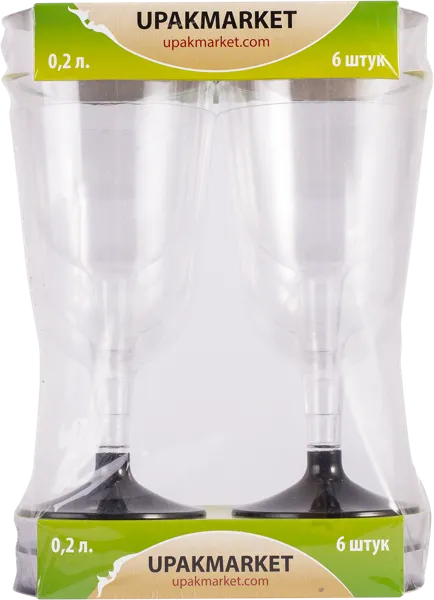 Изображение Одноразовая посуда 200мл Буффет бокал для вина ВЗЛП к/у, 6 шт